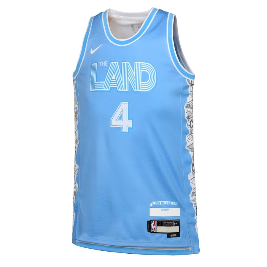 Evan Mobley 4 Cleveland Cavaliers 2024/25 Swingman Playe City Edition Light Blue NBA Jersey Youth