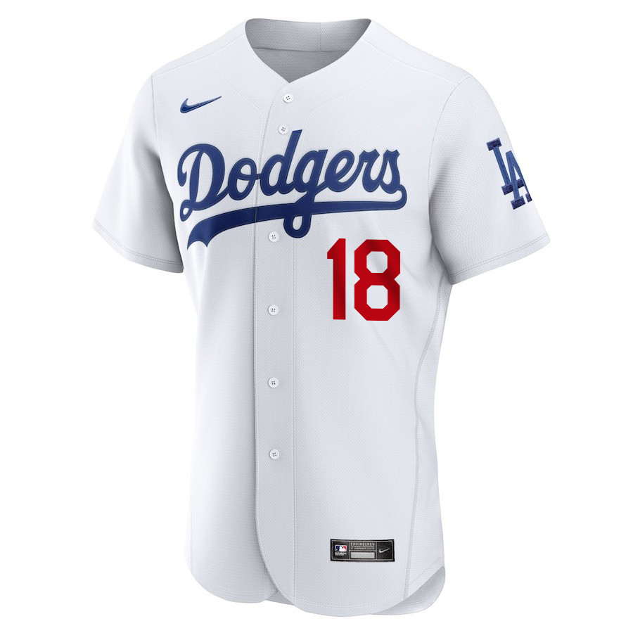 Yoshinobu Yamamoto 18 Signed Los Angeles Dodgers Home ELITE White MLB Jersey Men's