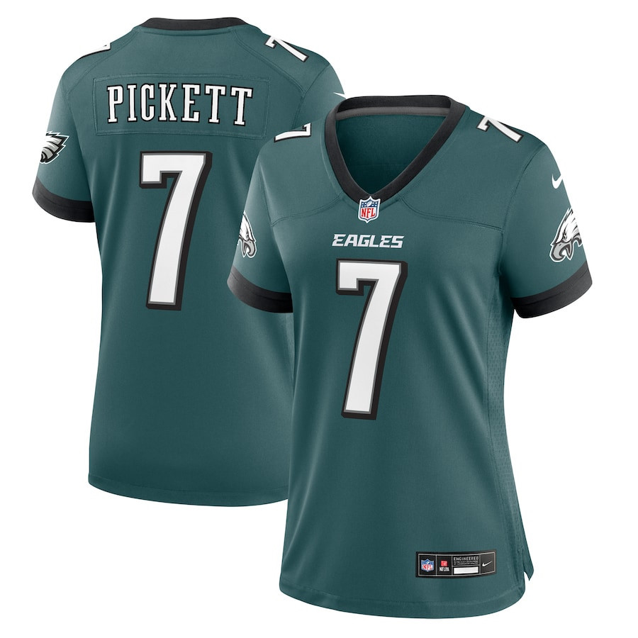 Kenny Pickett 7 Philadelphia Eagles Team Game Midnight Green NFL Jersey Women's