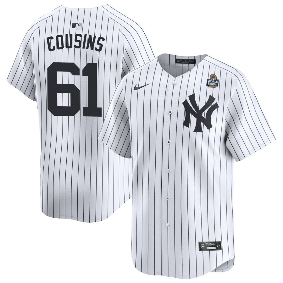 Jake Cousins 61 New York Yankees 2024 World Series Home Limited Player White MLB Jersey Men's