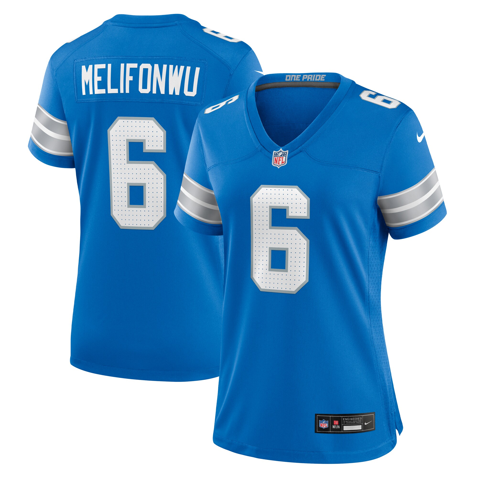 Detroit Lions Ifeatu Melifonwu Blue Team Game NFL Jersey Women's