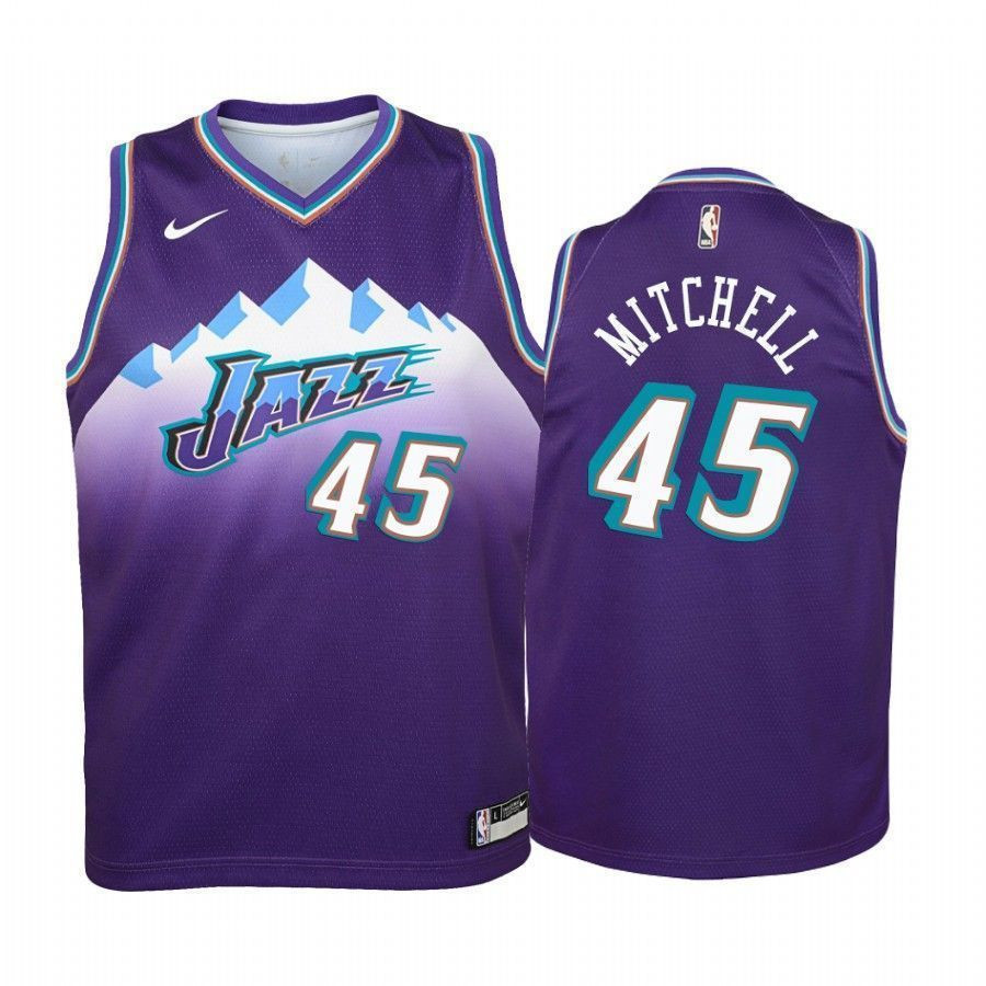 Donovan Mitchell Utah Jazz Purple Hardwood Classics  NBA Jersey Youth