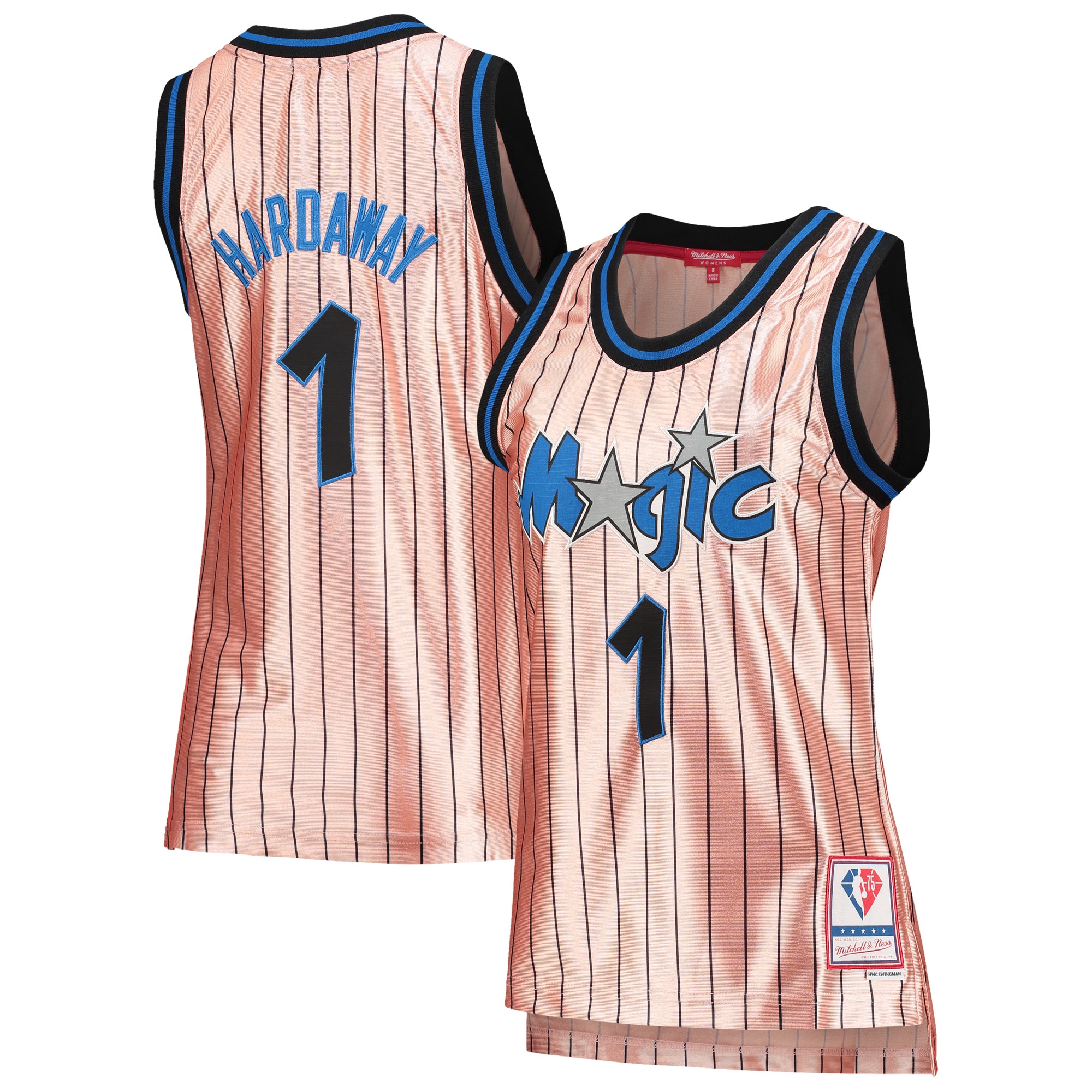 Mitchell Ness Penny Hardaway Pink Orlando Magicc 75th Anniversary Rose Gold 1993 Swingman NBA Jersey Women's