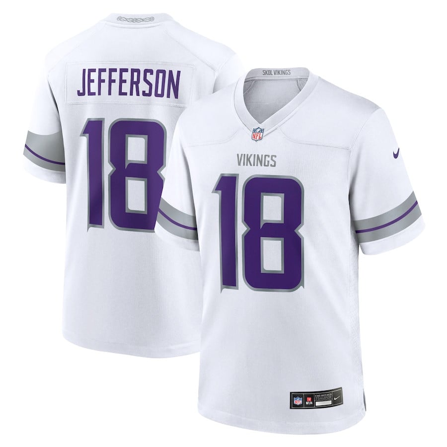 Justin Jefferson 18 Minnesota Vikings Alternate Game Player White NFL Jersey Youth