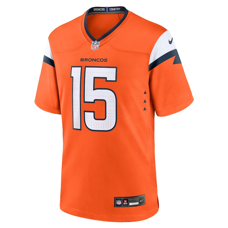Nik Bonitto 15 Denver Broncos Team Game Orange NFL Jersey Men's