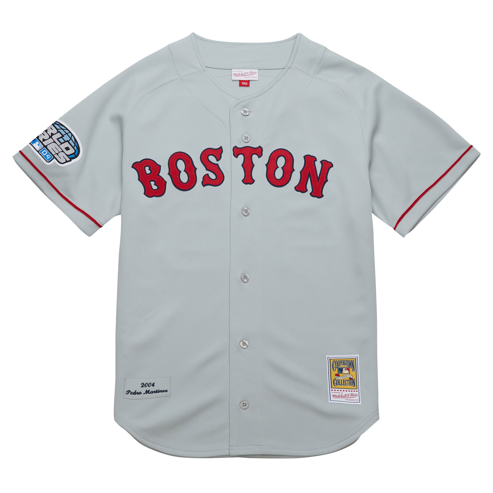 Boston Red Sox Pedro Martinez Mitchell Ness Gray 2004 Cooperstown Collection Throwback MLB Jersey Men's