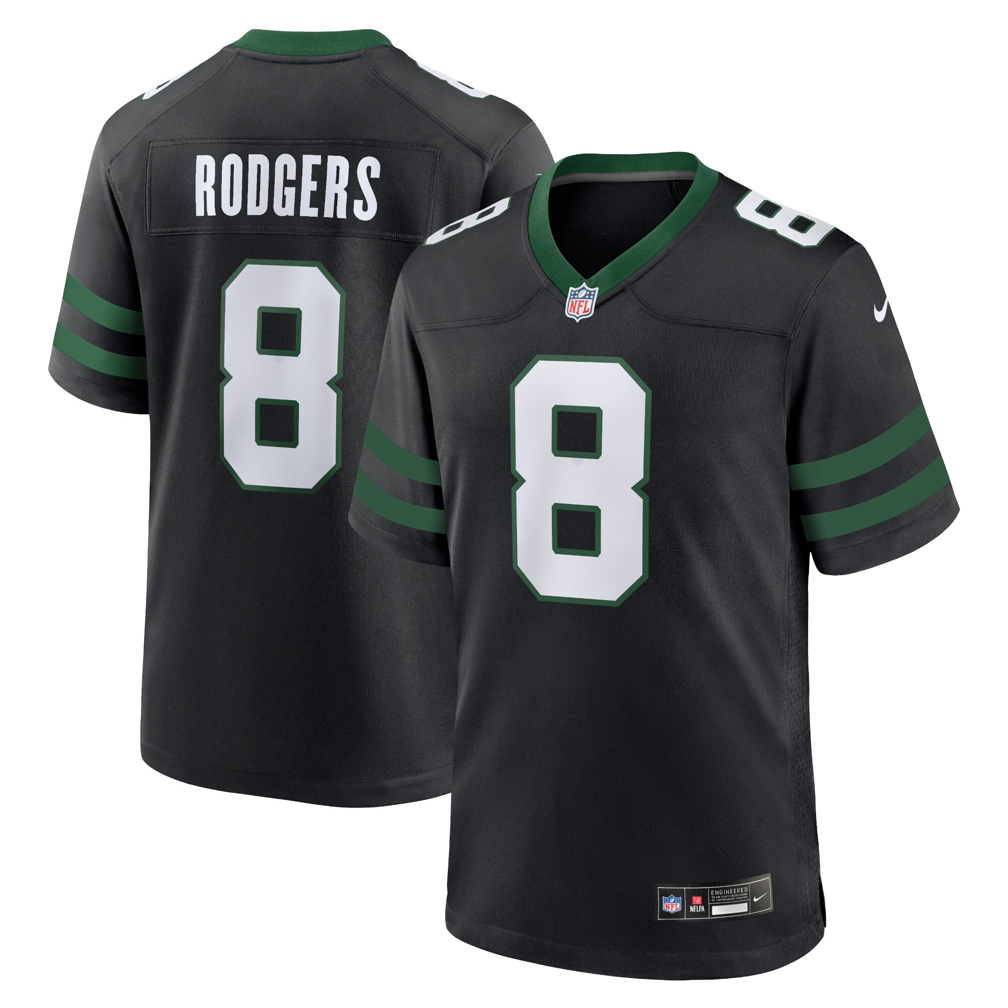 New York Jets Aaron Rodgers Legacy Black Alternate Game NFL Jersey Men's