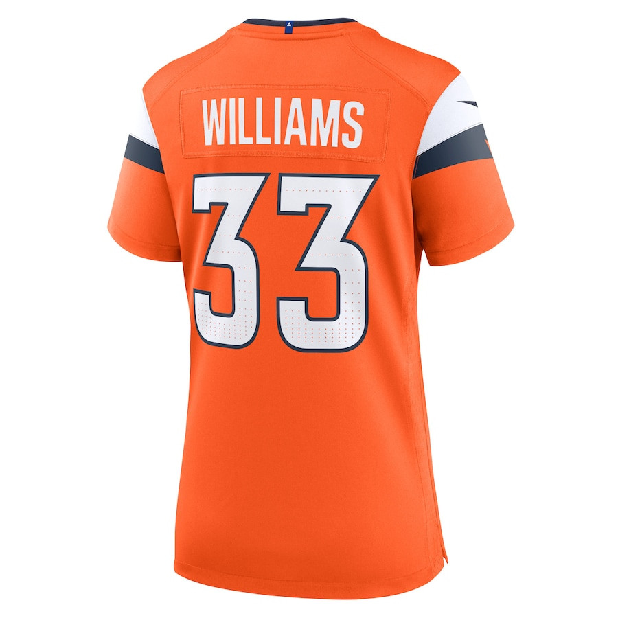 Javonte Williams 33 Denver Broncos Game Orange NFL Jersey Women's