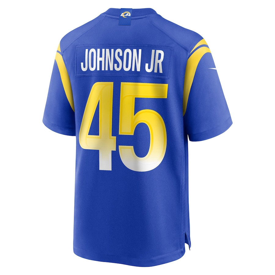 Neal Johnson Jr 45 Los Angeles Rams Game Royal NFL Jersey Men's