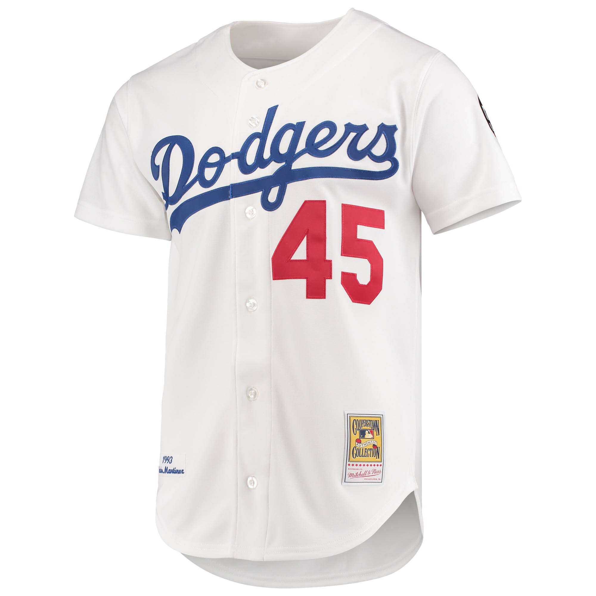 Los Angeles Dodgers Pedro Martinez Mitchell Ness White 1993 Cooperstown Collection Home MLB Jersey Men's