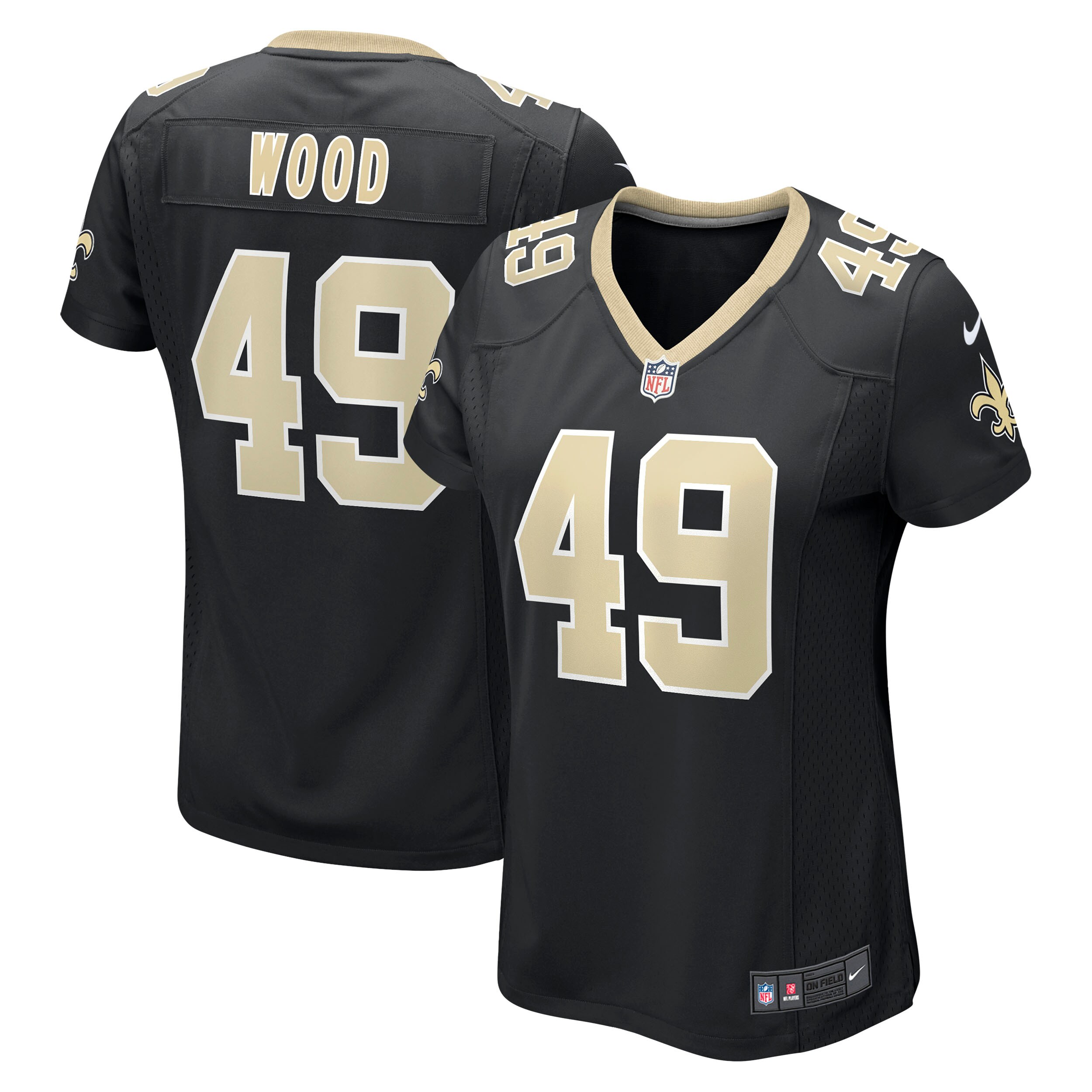 New Orleans Saints Zach Wood Black Game NFL Jersey Women's