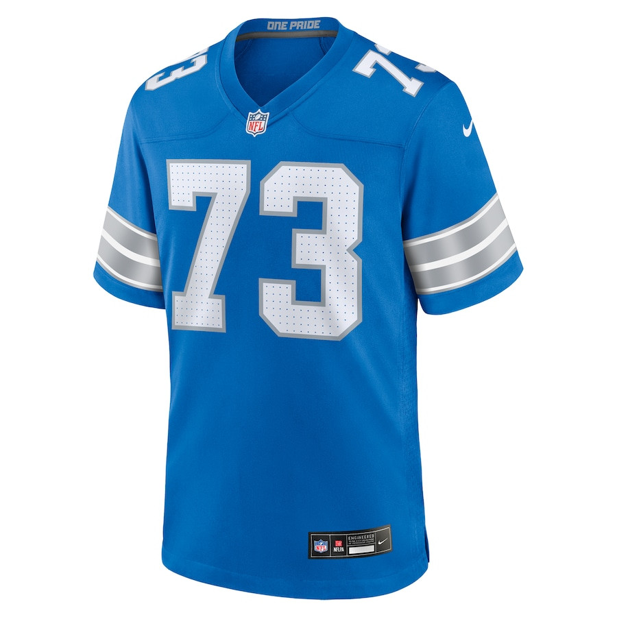 Christian Mahogany 73 Detroit Lions Team Game Blue NFL Jersey Men's