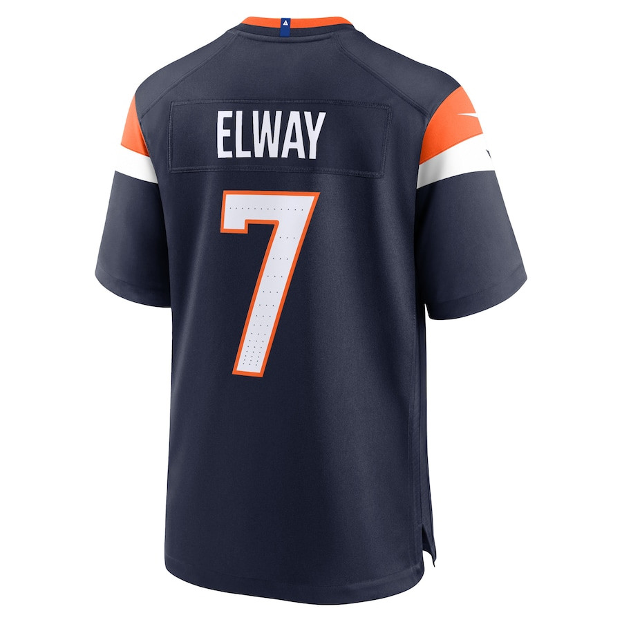John Elway 7 Denver Broncos Alternate Game Retired Navy NFL Jersey Men's