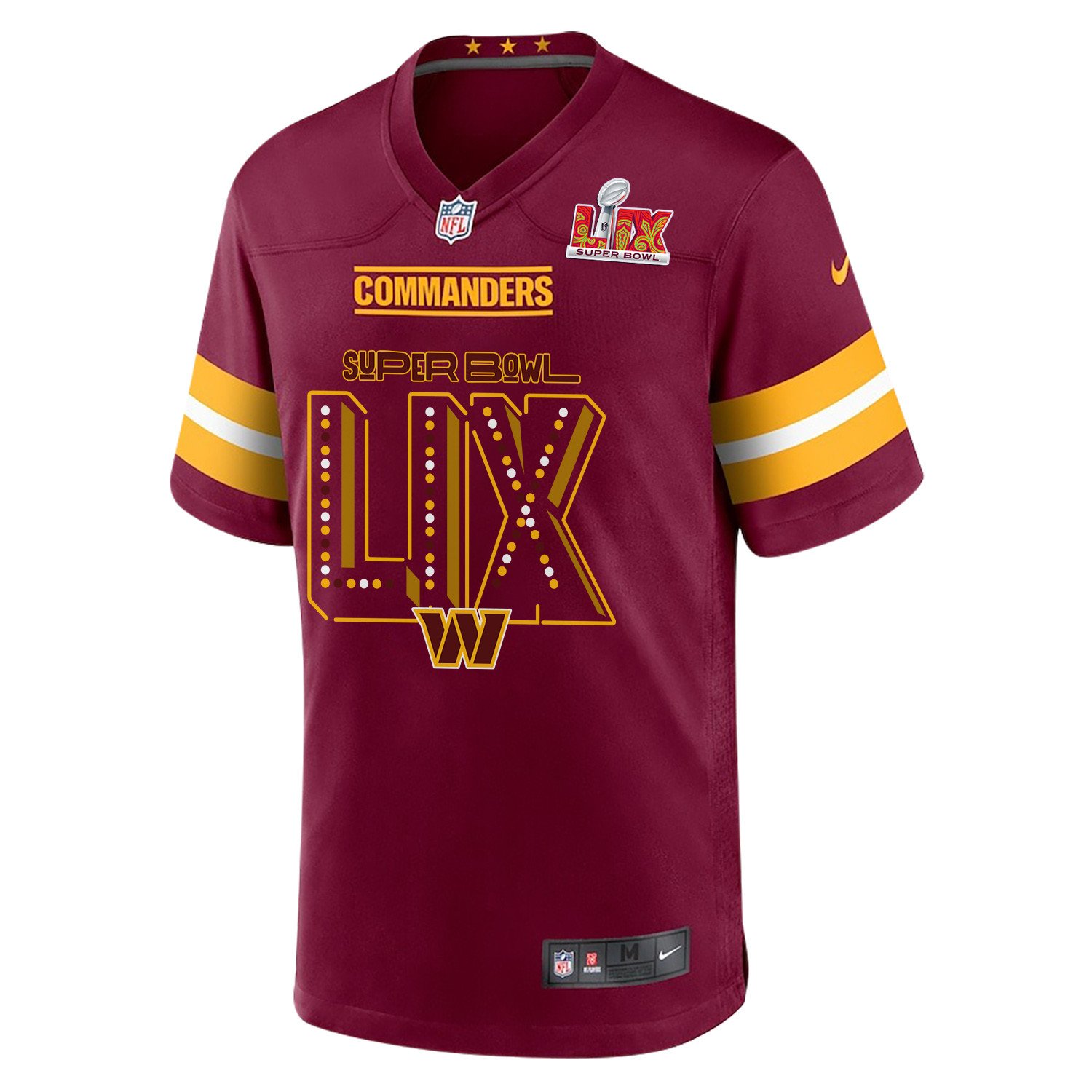 Washington Commanders Super Bowl LIX V2 Game Custom Burgundy NFL Jersey Men's