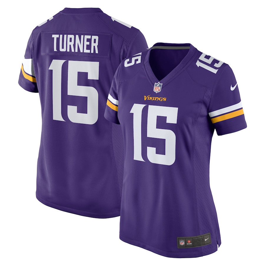 Dallas Turner 15 Minnesota Vikings Game Purple NFL Jersey Women's