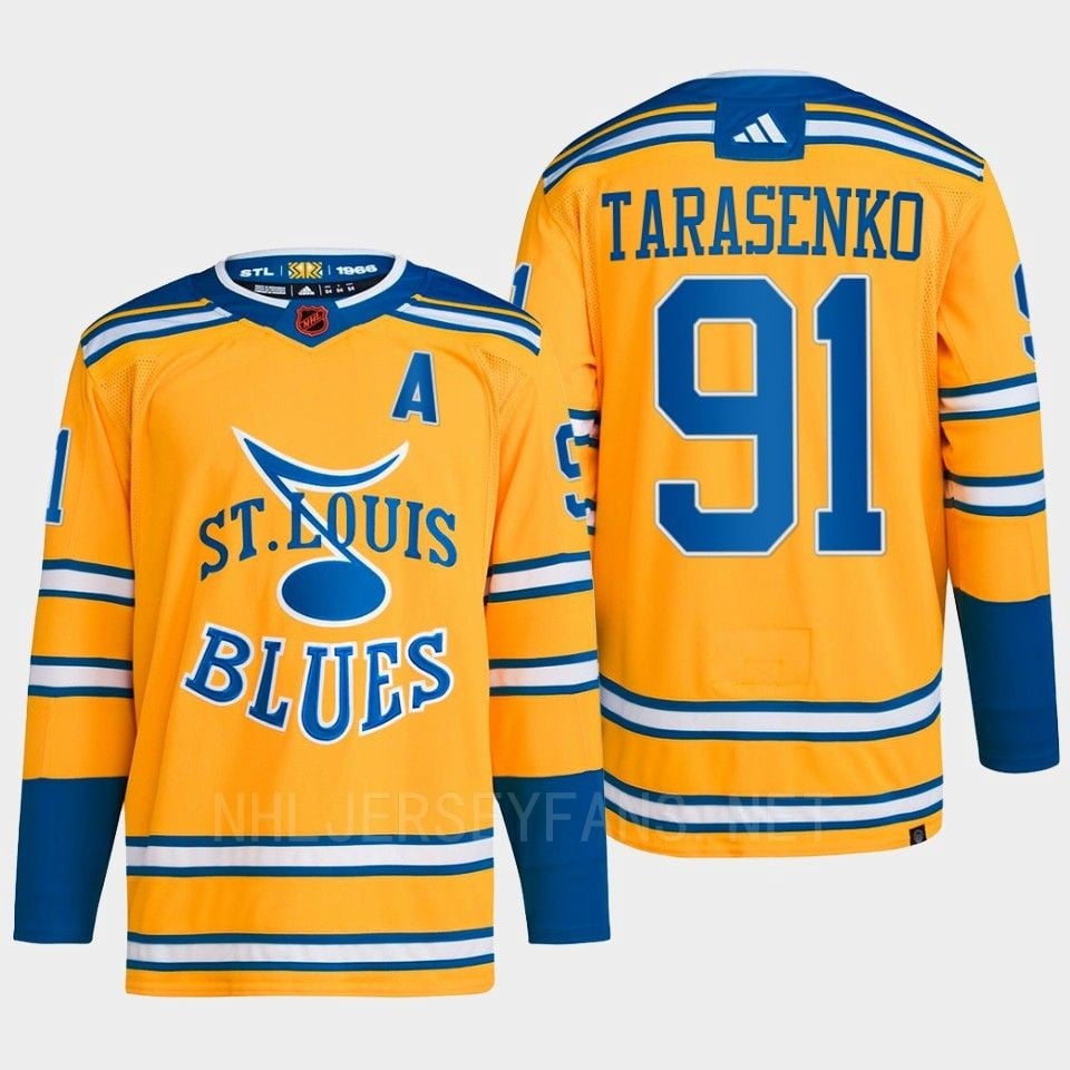 Vladimir Tarasenko 91 Reverse Retro 2.0 2022 St. Louis Blues Yellow Primegreen NHL Jersey Men's