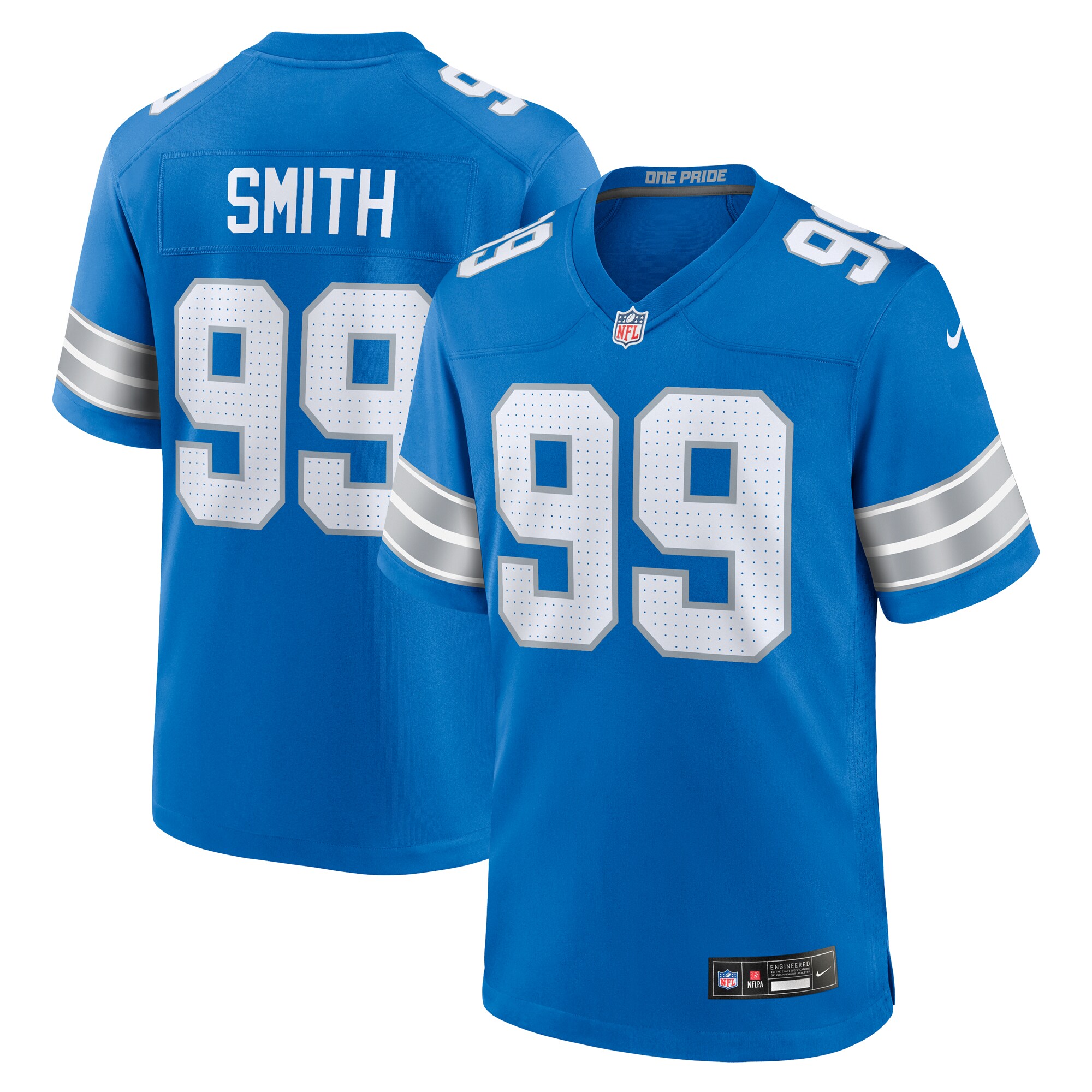 Detroit Lions Za'Darius Smith Blue Team Game NFL Jersey Men's