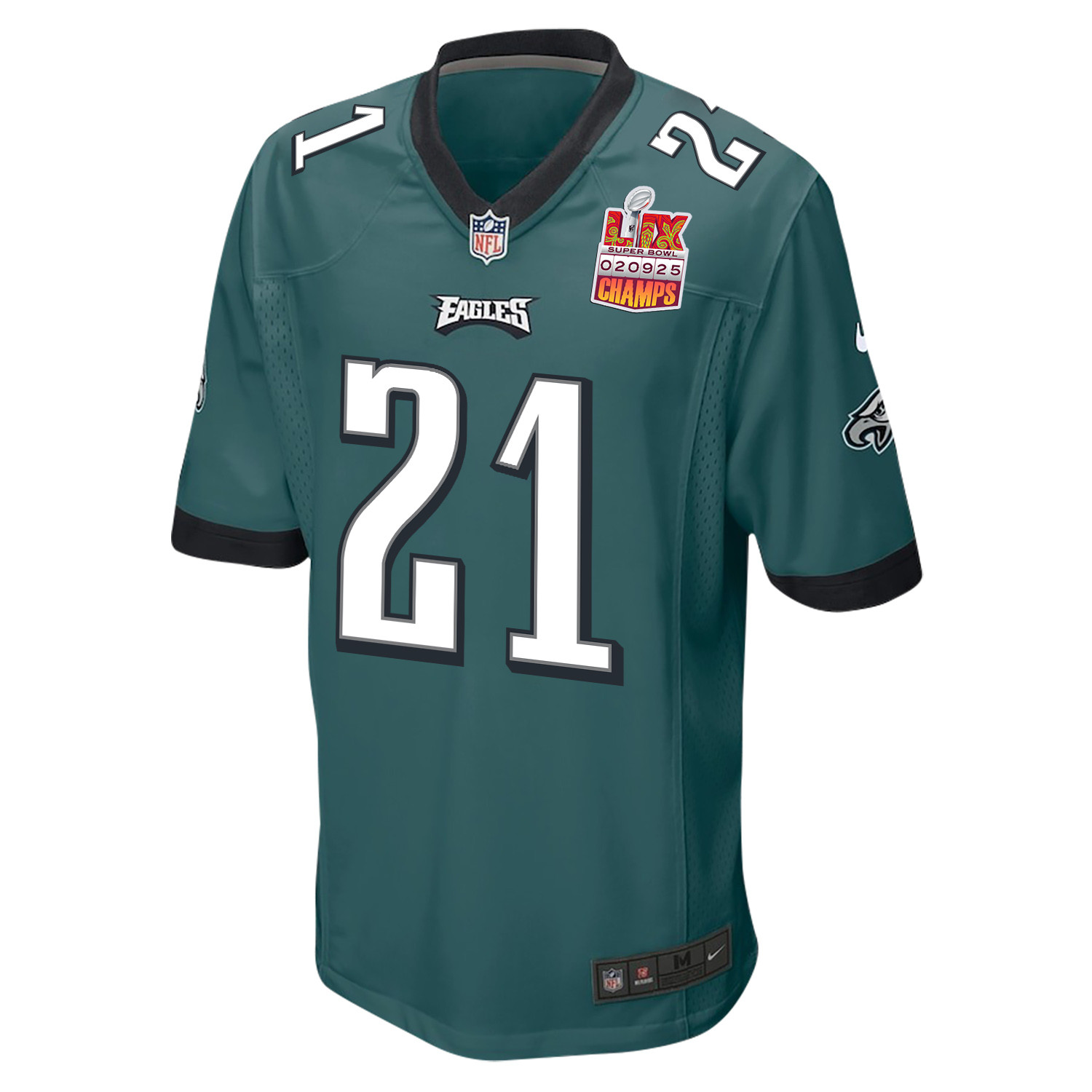 Sydney Brown 21 Philadelphia Eagles Super Bowl LIX Champions Patch Game Midnight Green NFL Jersey Men's