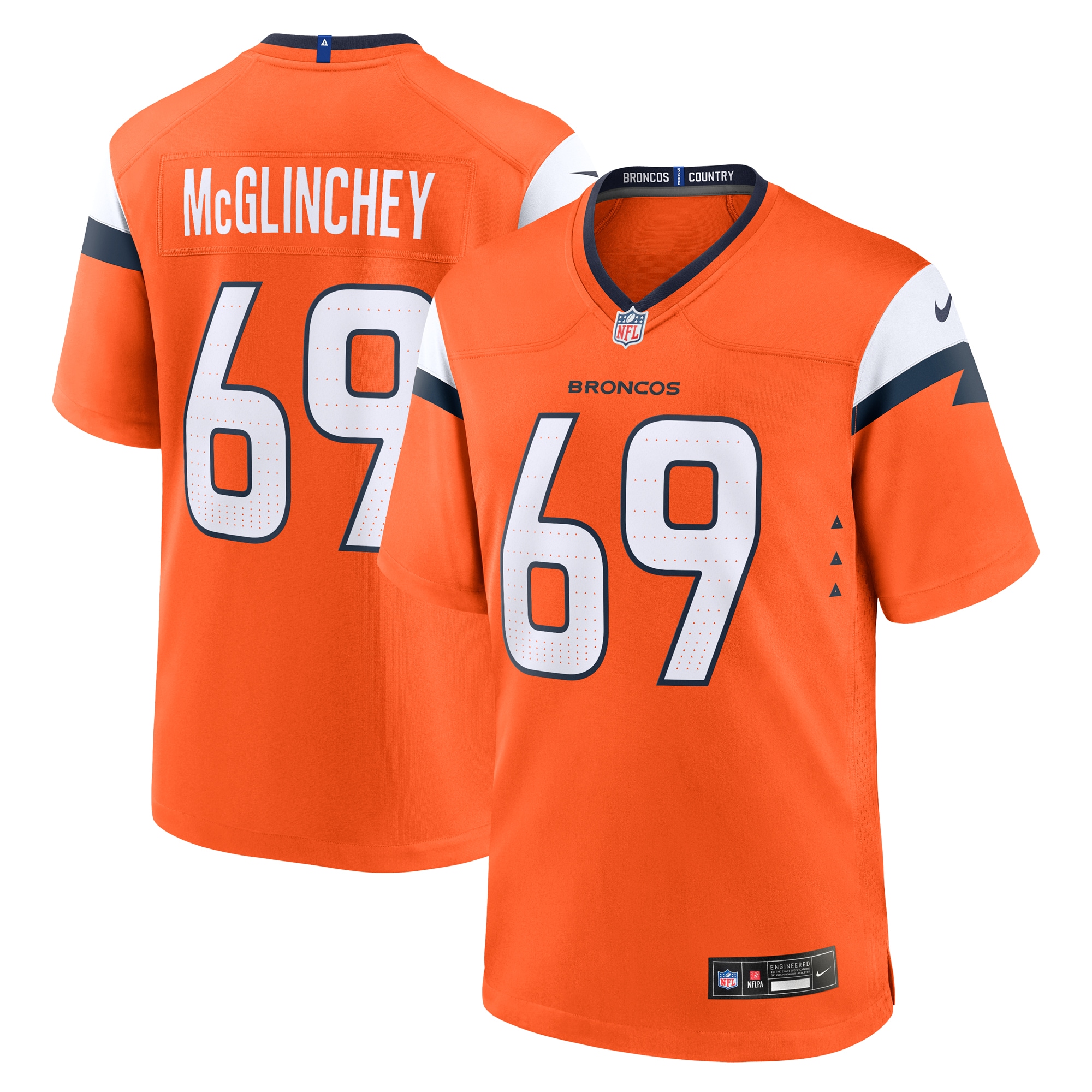 Denver Broncos Mike McGlinchey Orange Team Game NFL Jersey Men's