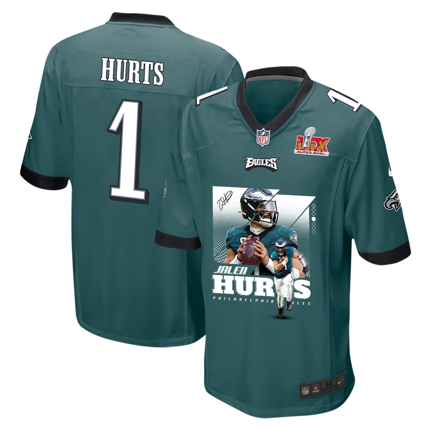 Jalen Hurts 1 Philadelphia Eagles So Good It Hurts' Game Midnight Green NFL Jersey Men's