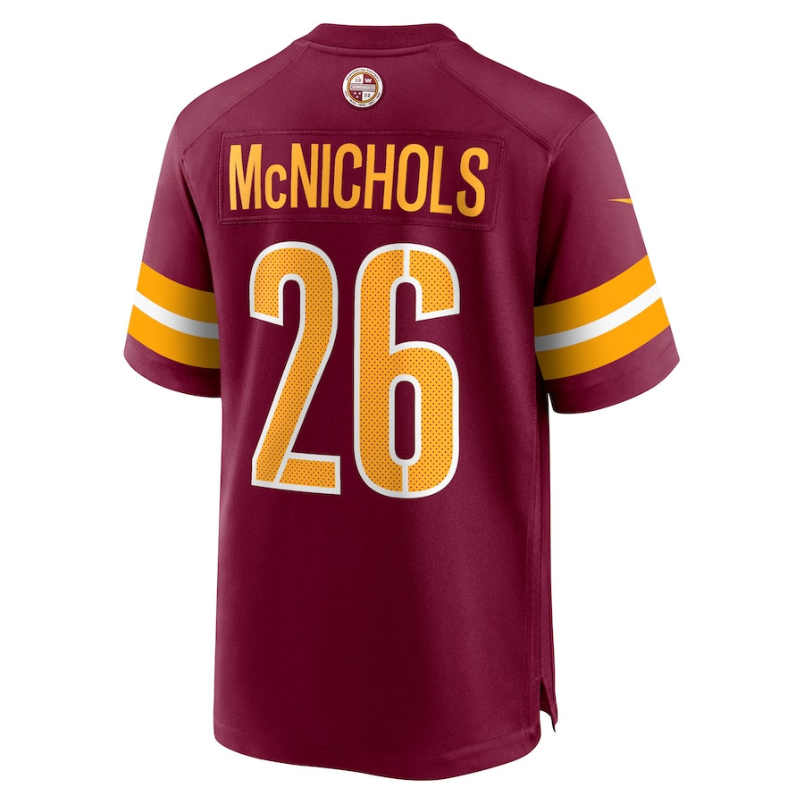 Jeremy McNichols 26 Washington Commanders Game Burgundy NFL Jersey Men's