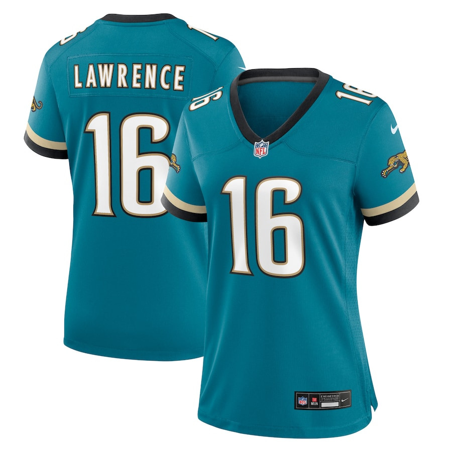 Trevor Lawrence 16 Jacksonville Jaguars Prowler Throwback Game Teal NFL Jersey Women's
