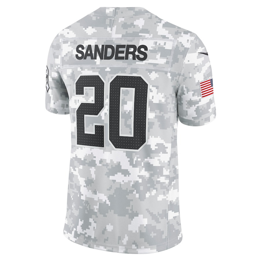 Barry Sanders 20 Detroit Lions 2024 Salute to Service Retired Player Limited Arctic Camo NFL Jersey Men's