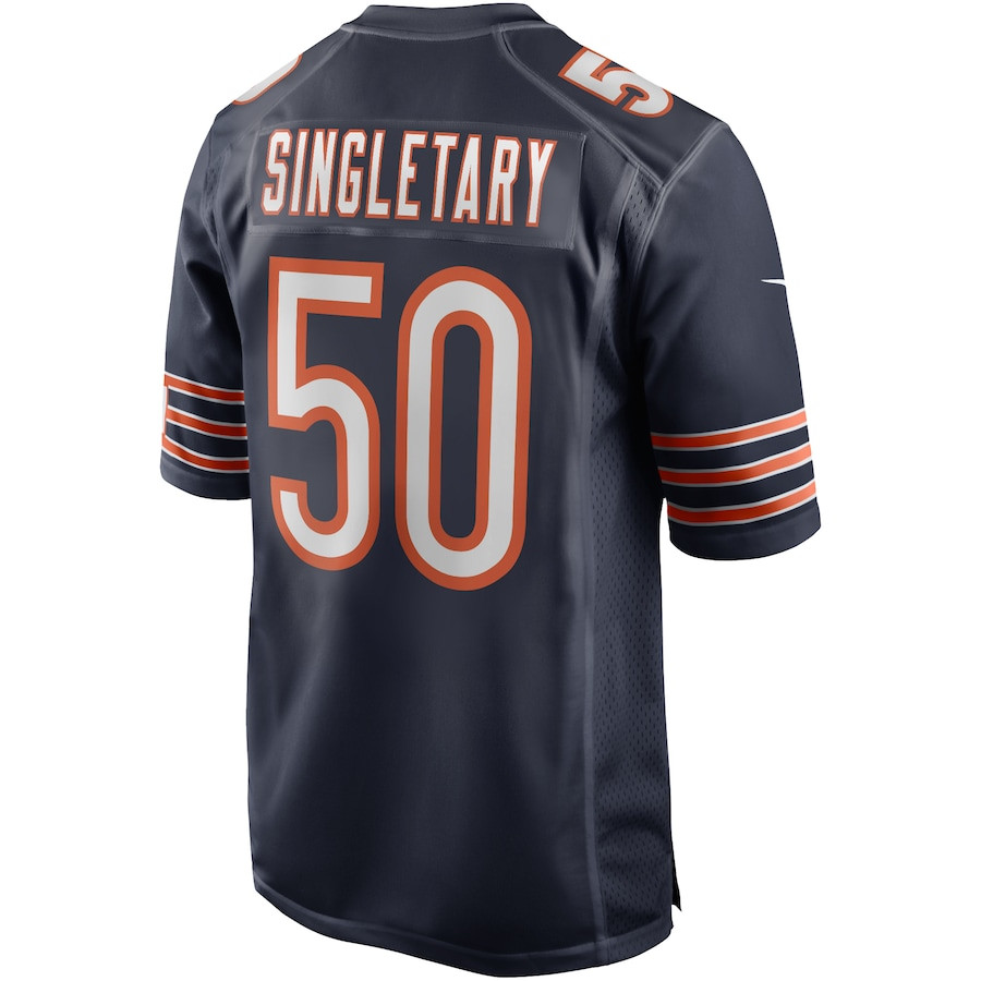 Mike Singletary 50 Chicago Bears Game Retired Navy NFL Jersey Men's