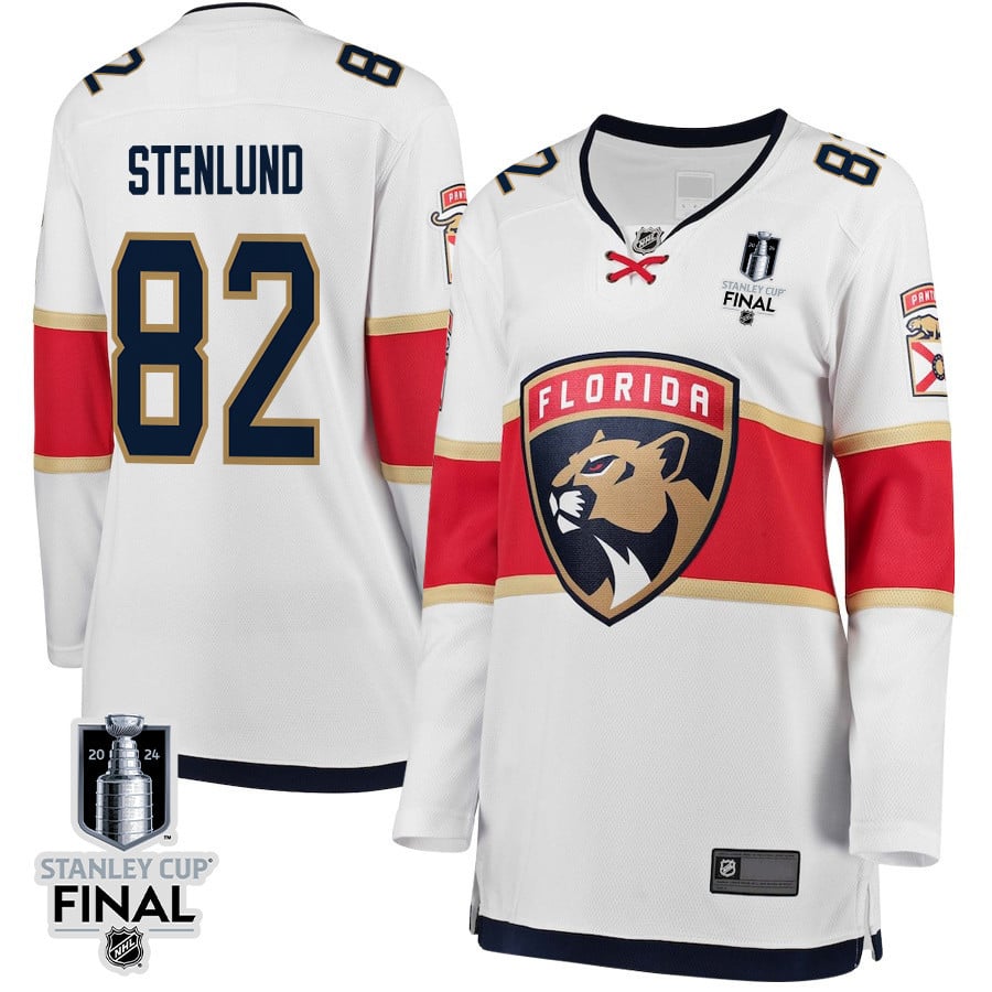 Kevin Stenlund 82 Florida Panthers 2024 STANLEY CUP Final Away Breakaway White NHL Jersey Women's