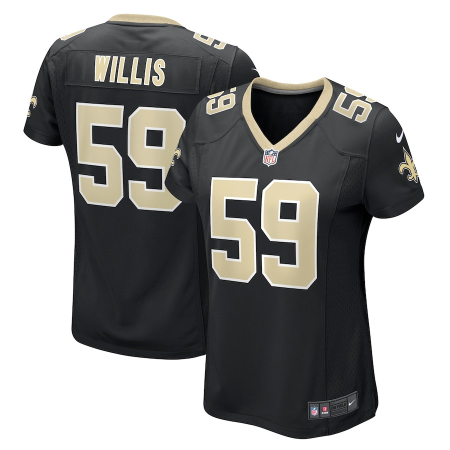 Jordan Willis 59 New Orleans Saints Game Black NFL Jersey Women's