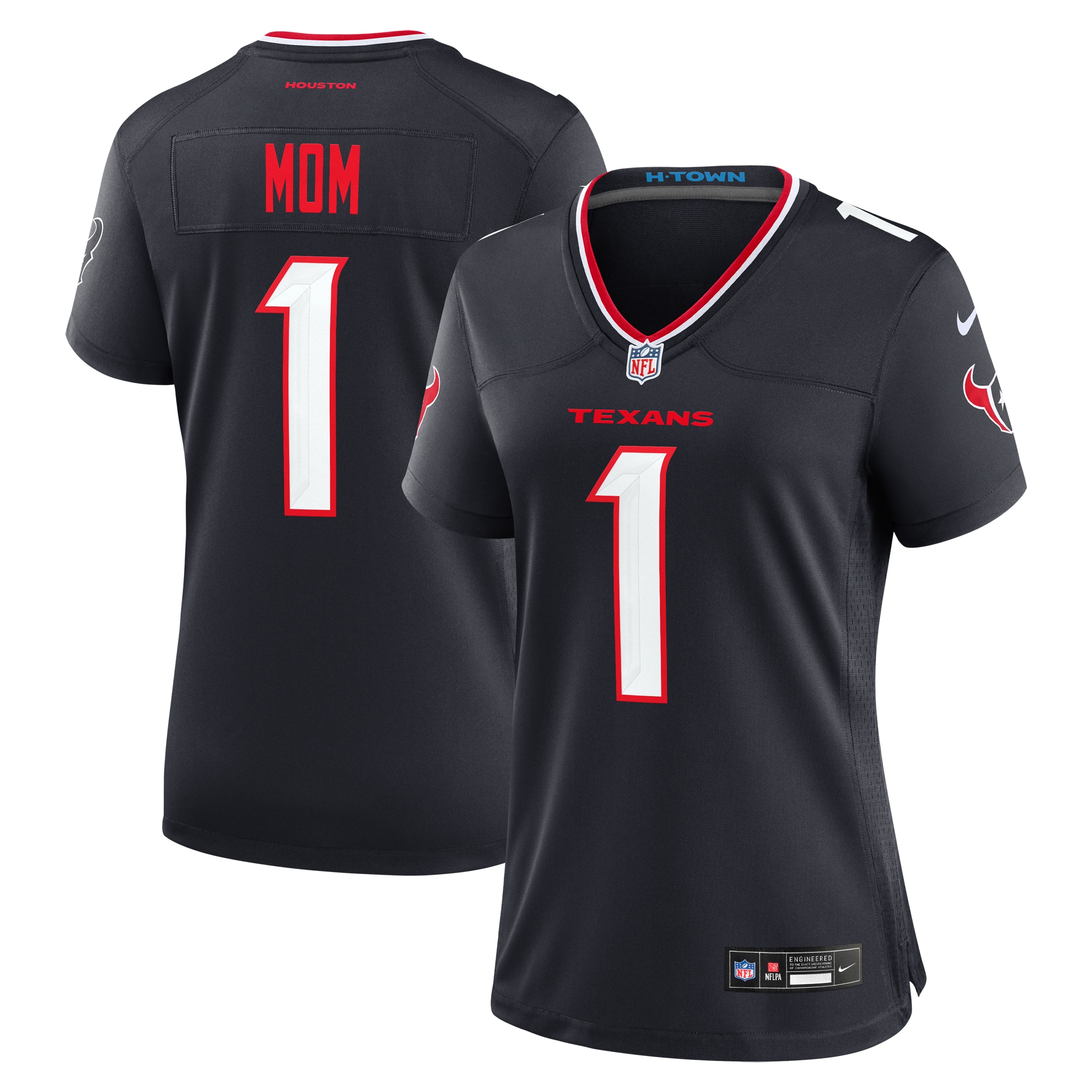 Houston Texans Navy #1 Mom Game NFL Jersey Women's