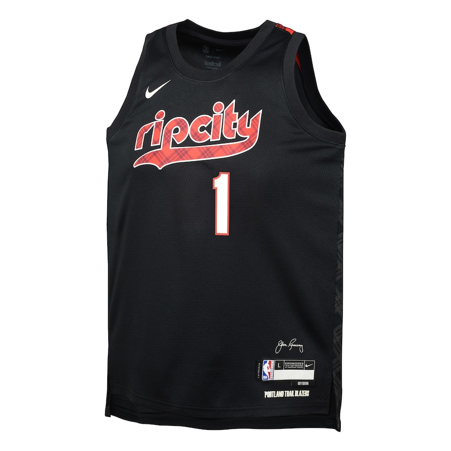 Anfernee Simons 1 Portland Trail Blazers 2023/24 City Edition Swingma Black NBA Jersey Youth