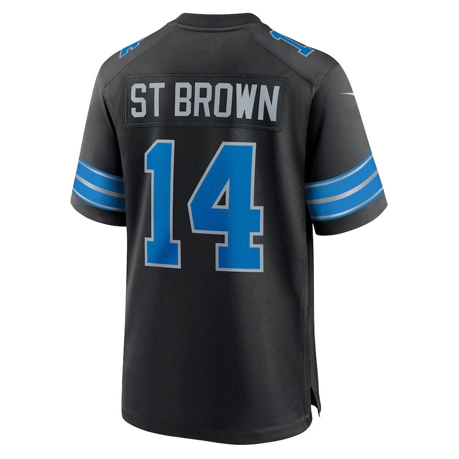 Amon-Ra St. Brown 14 Detroit Lions 2nd Alternate Game Black NFL Jersey Men's