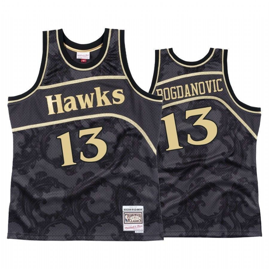 Bogdan Bogdanovic 13 Atlanta Hawks Black Toile NBA Jersey Men's
