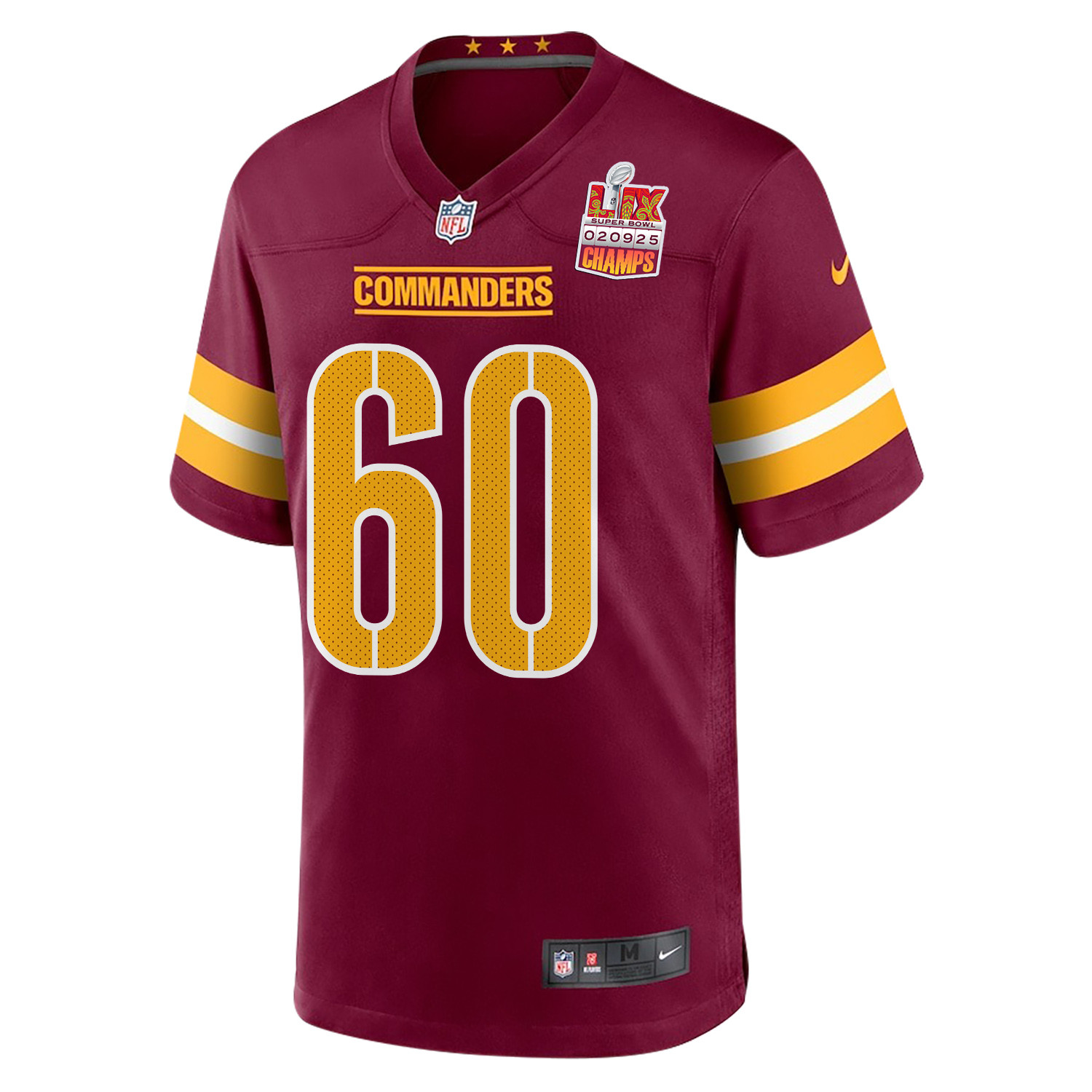 Michael Deiter 60 Washington Commanders Super Bowl LIX Champions Patch Game Burgundy NFL Jersey Men's