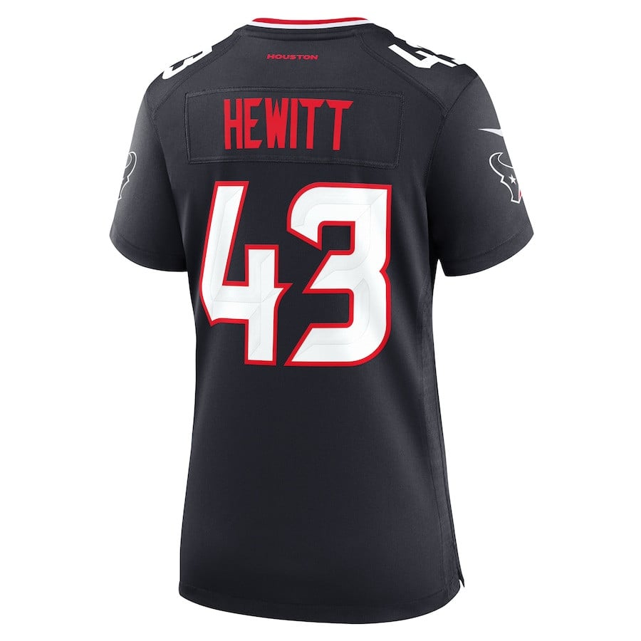 Neville Hewitt 43 Houston Texans Team Game Navy NFL Jersey Women's