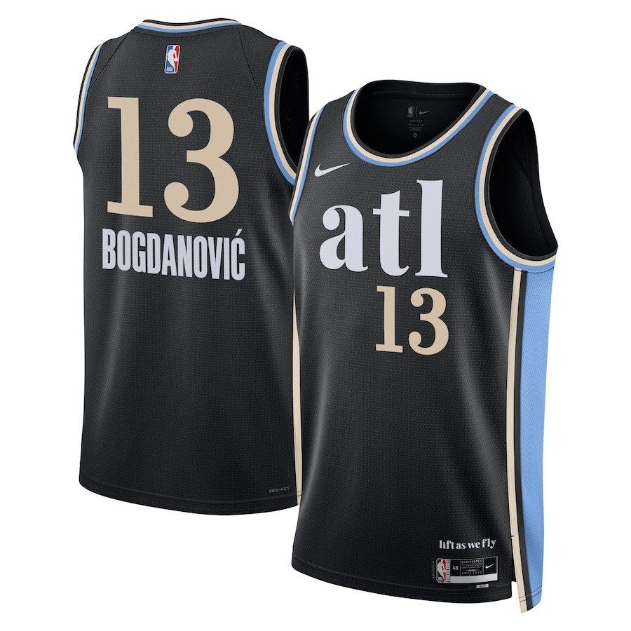 Bogdan Bogdanovic 13 Atlanta Hawks 2023/24 City Edition Swingman Black NBA Jersey Men's
