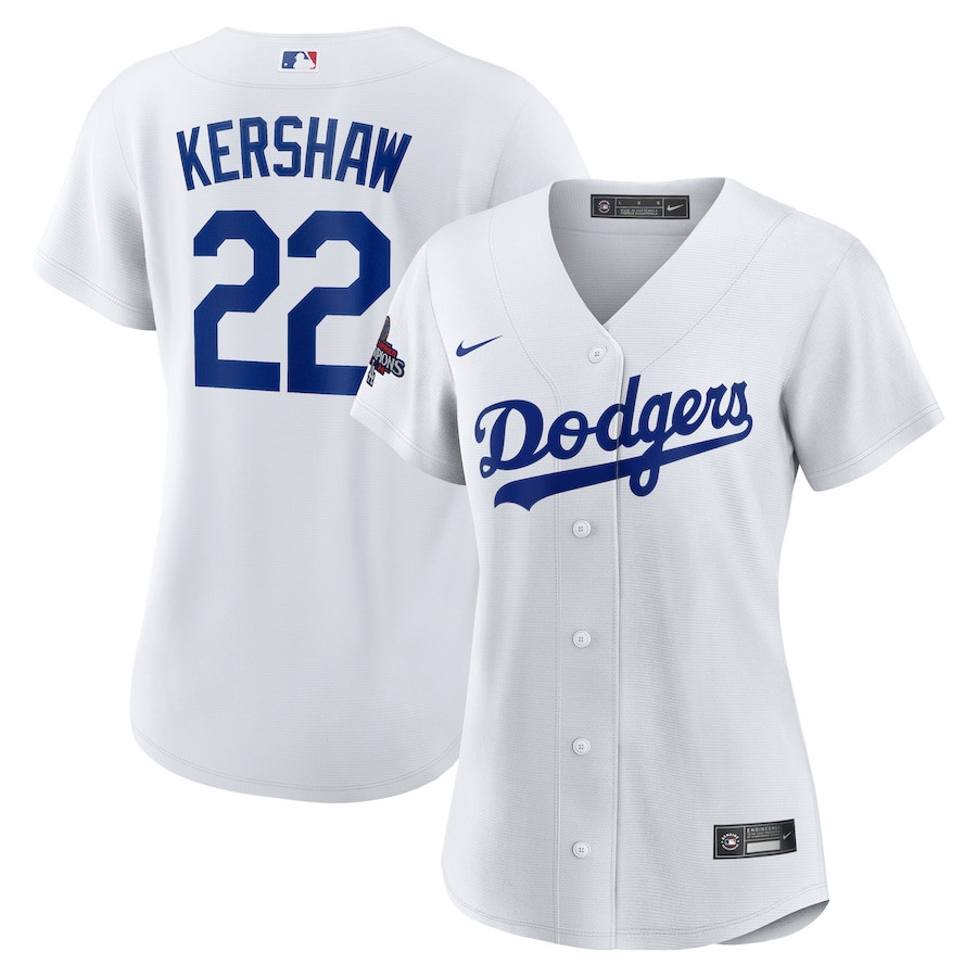 Clayton Kershaw 22 Los Angeles Dodgers 2024 World Series Champions Home Player White MLB Jersey Women's