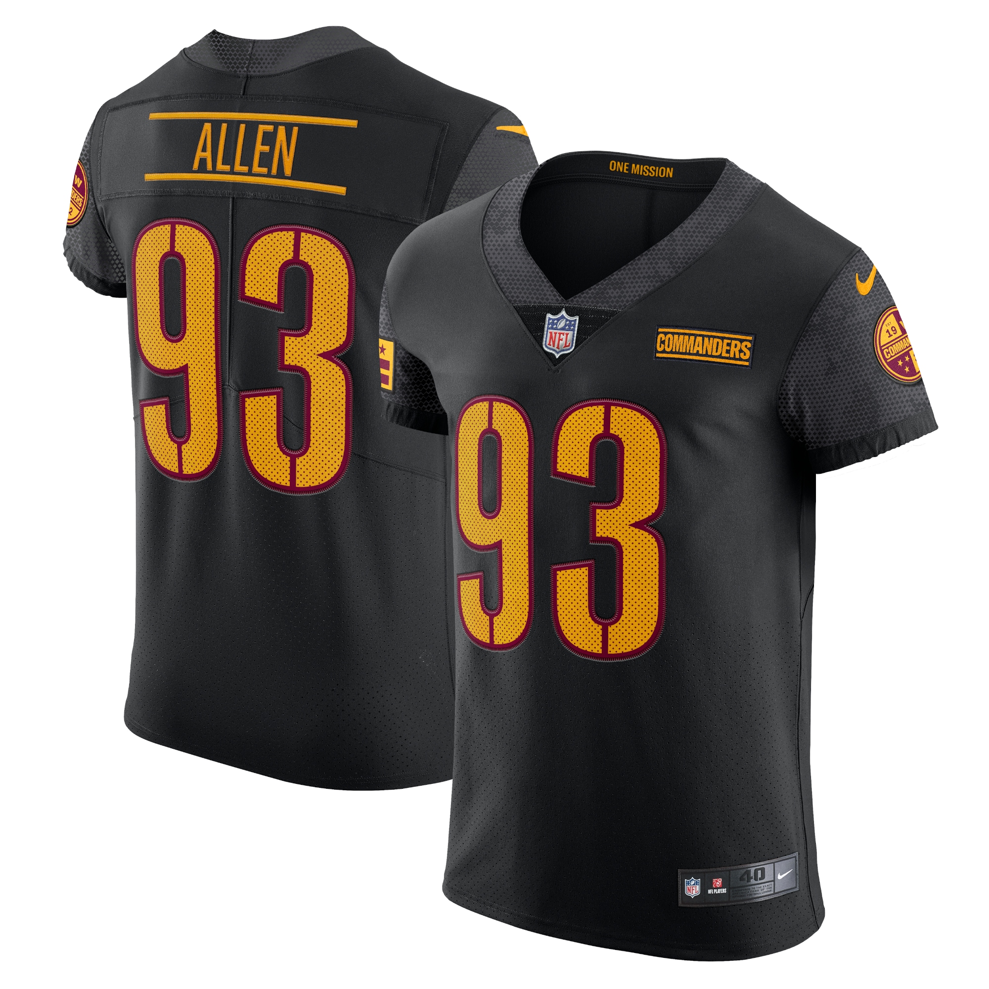 Washington Commanders Jonathan Allen Black Alternate Vapor Elite NFL Jersey Men's