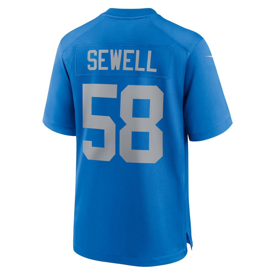 Penei Sewell 58 Detroit Lions Alternate Game Blue NFL Jersey Men's