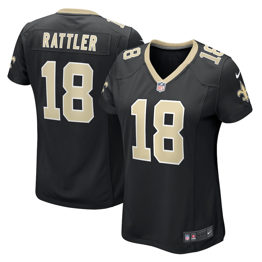 Spencer Rattler 18 New Orleans Saints Game Black NFL Jersey Women's
