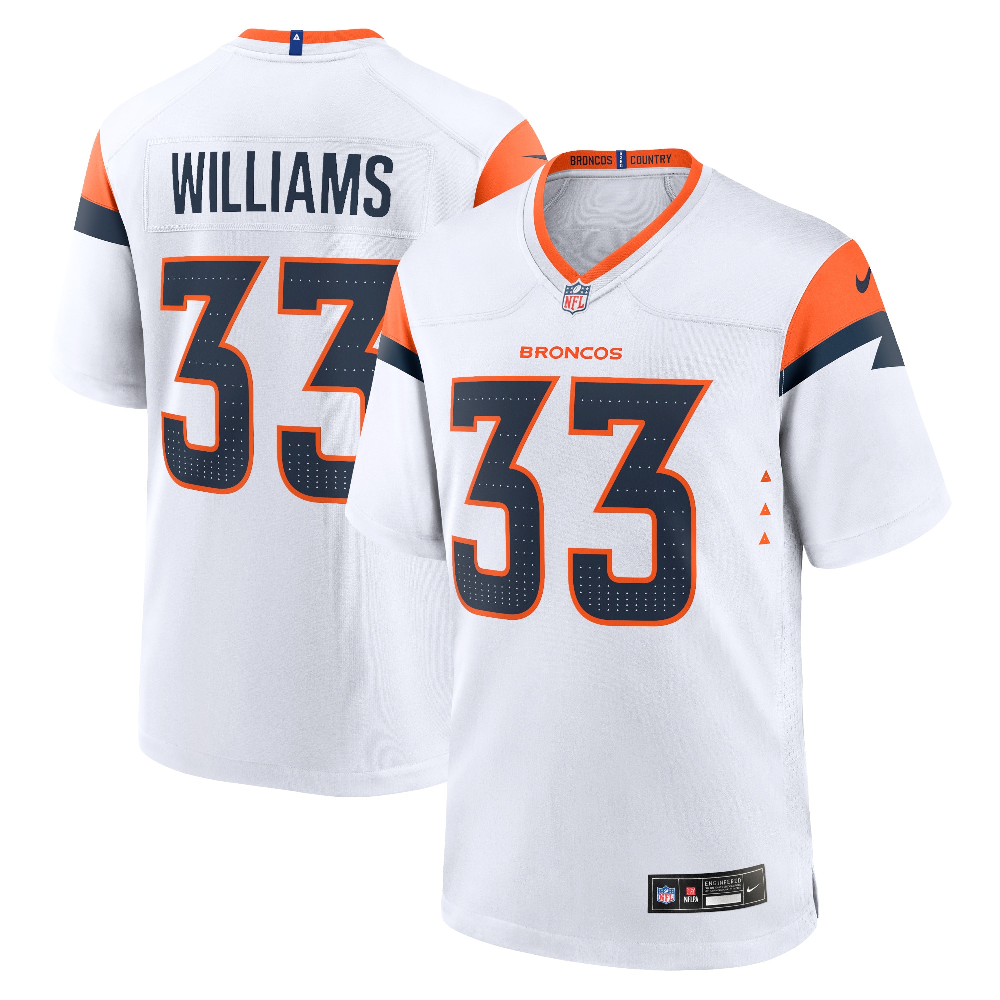 Denver Broncos Javonte Williams White Mile High Collection Game NFL Jersey Men's