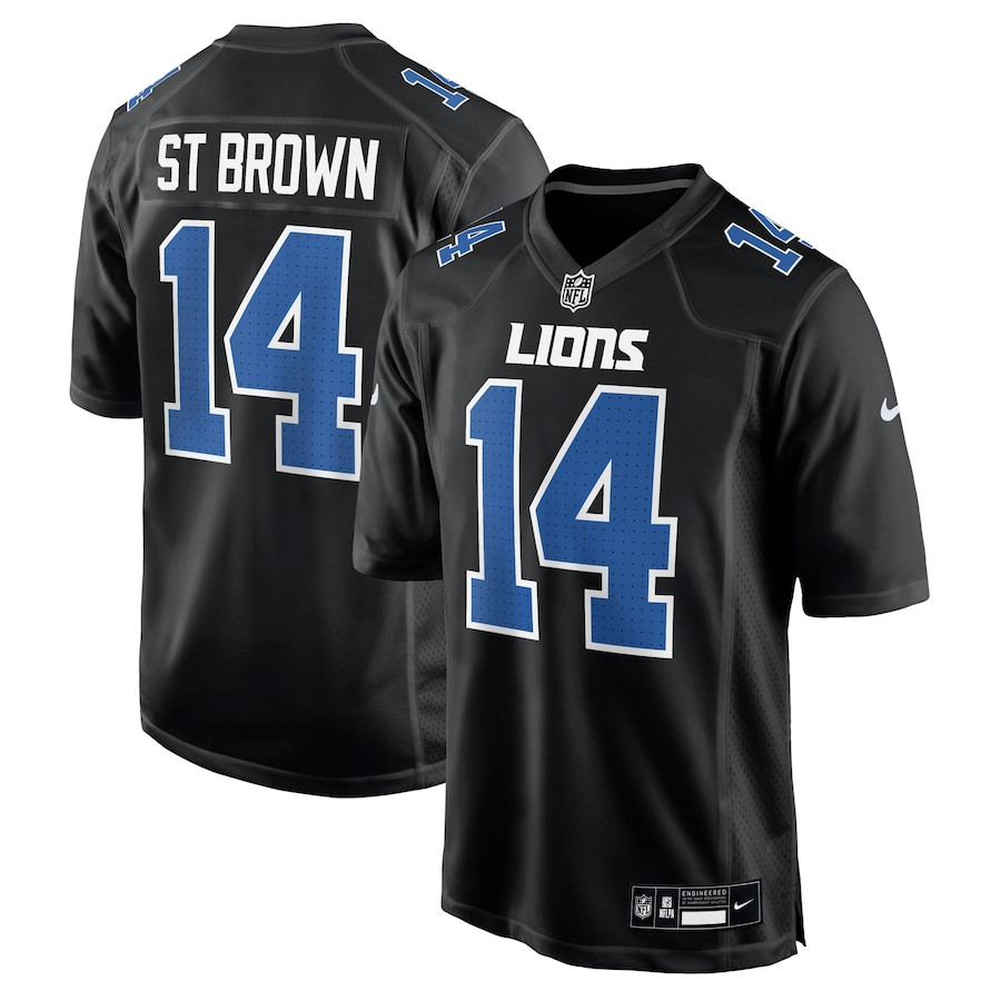 Amon-Ra St. Brown 14 Detroit Lions Carbon Fashion Carbon Black NFL Jersey Men's