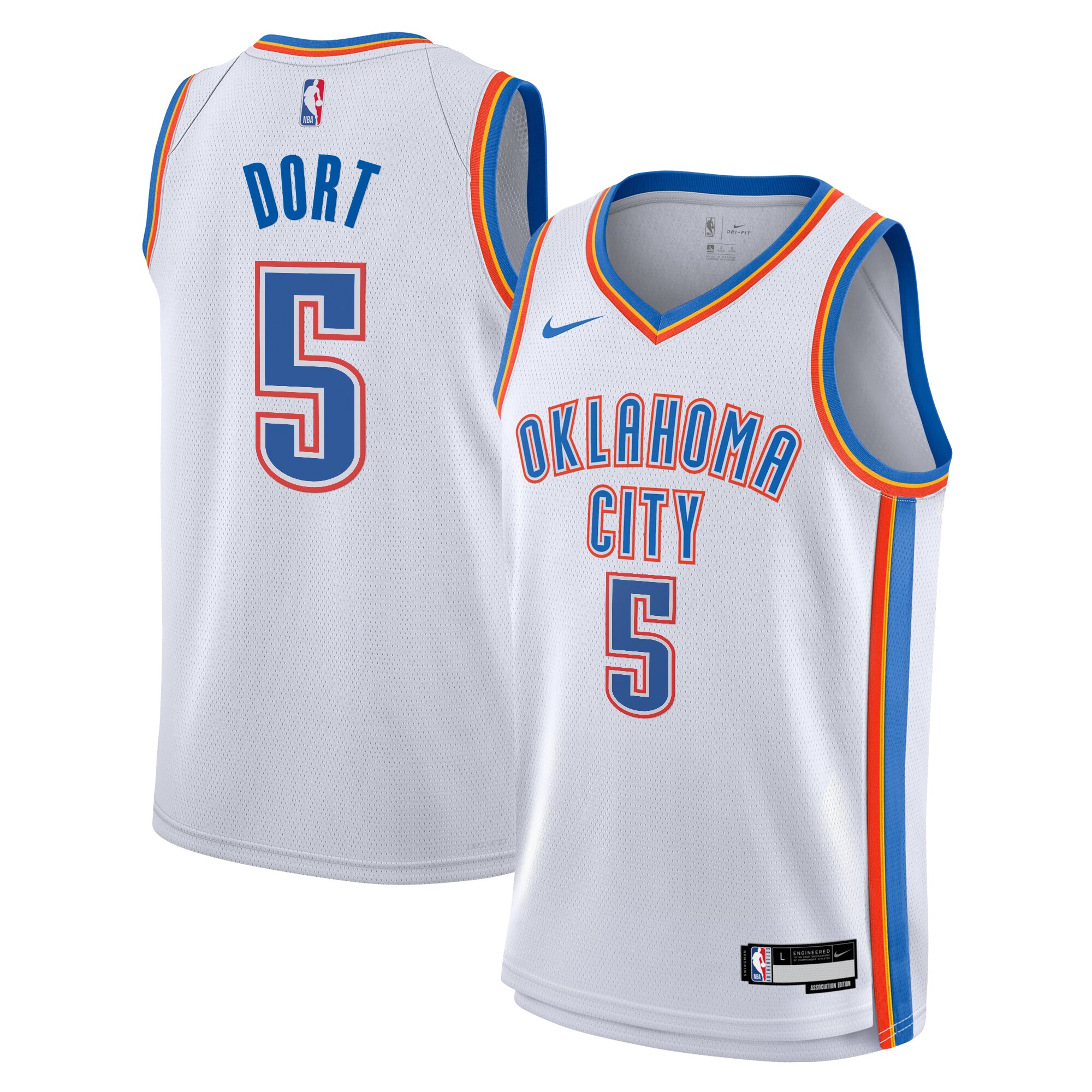 Camiseta Association Edition Swingman de Oklahoma City Thunder Blanca Luguentz Dort Juvenil NBA Jersey Men's