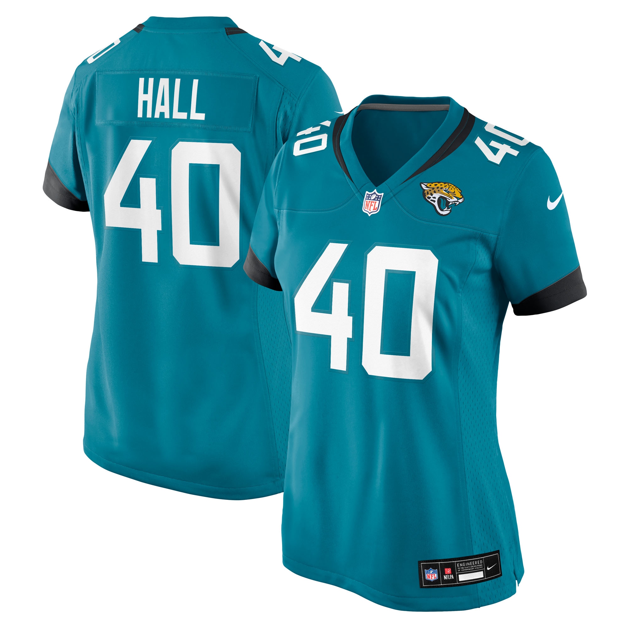 Jacksonville Jaguars Tyler Hall Teal Team Game NFL Jersey Women's
