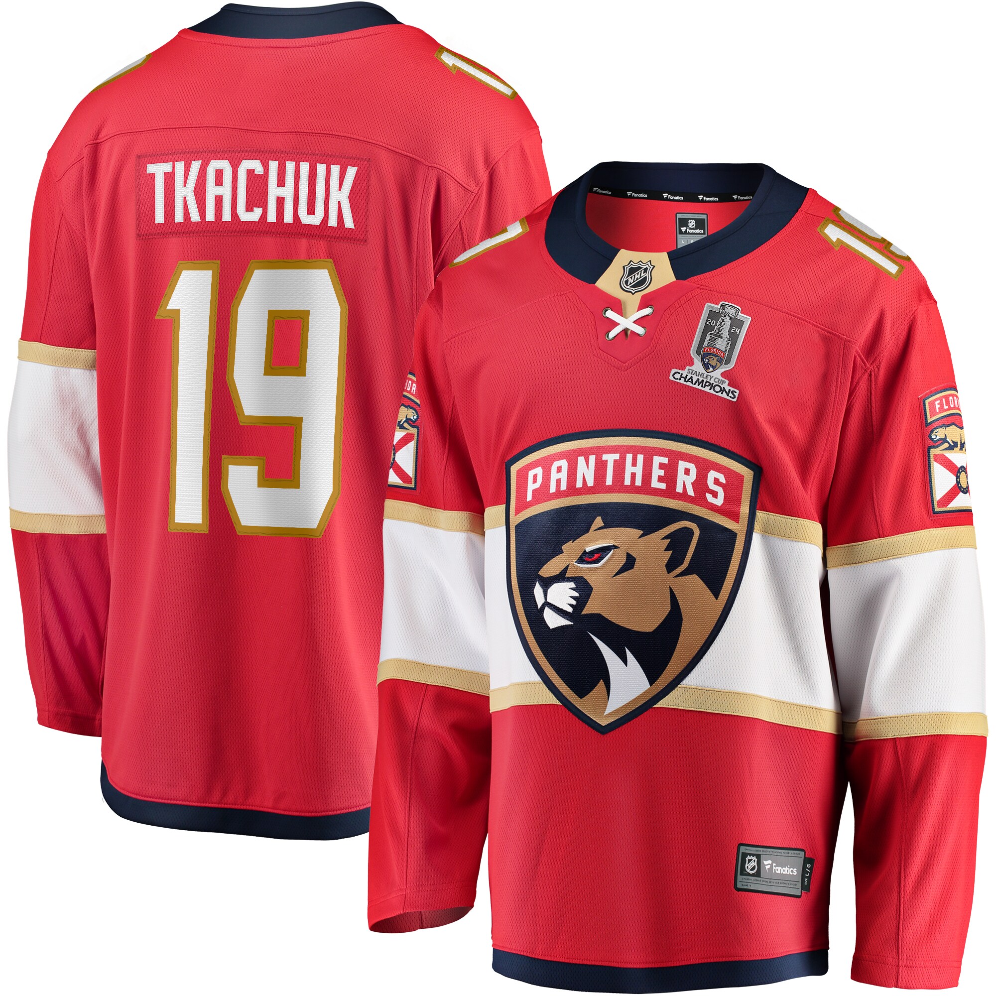 Florida Panthers Matthew Tkachuk Red Home 2024 Stanley Cup Champions Breakaway Player NHL Jersey Men's