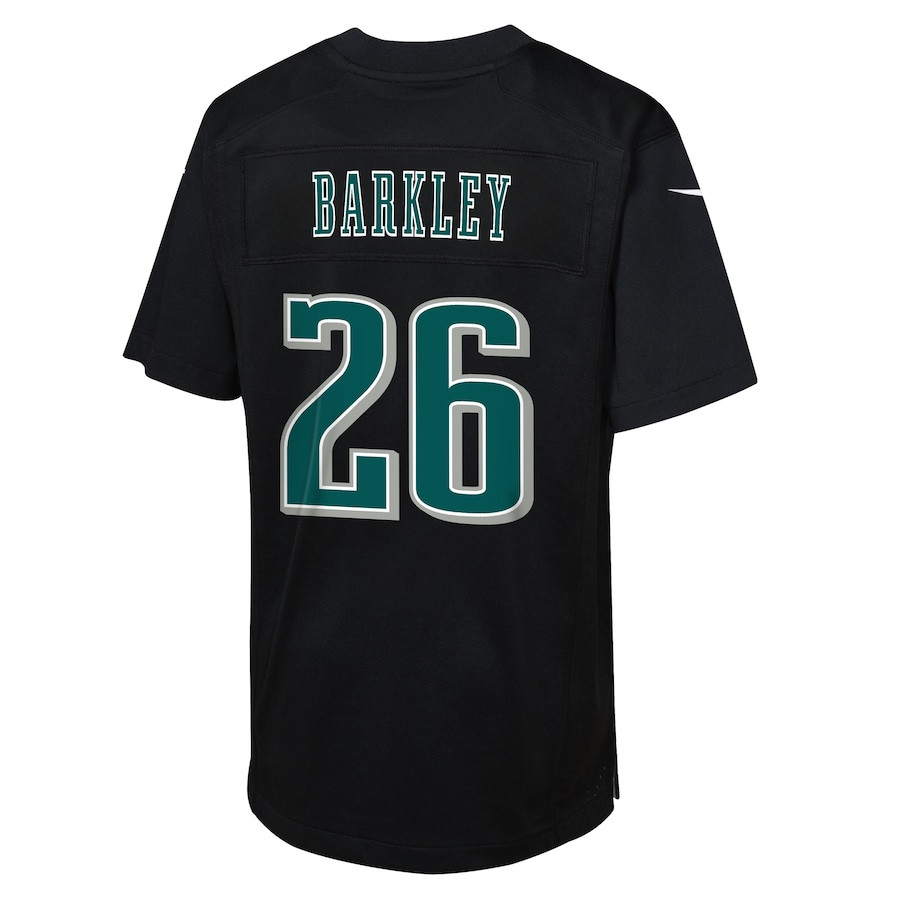 Saquon Barkley 26 Philadelphia Eagles Fashion Game Carbon Black NFL Jersey Youth