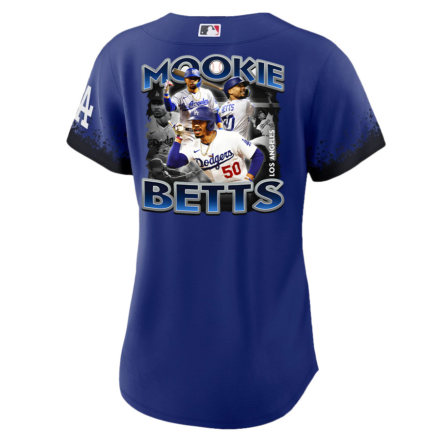 Mookie Betts 50 Los Angeles Dodgers Posture 2023 City Connect Player Royal MLB Jersey Women's