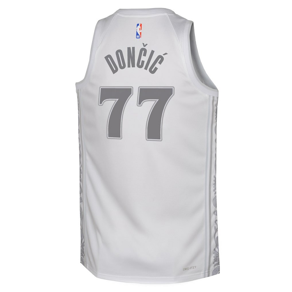 Luka Doncic 77 Dallas Mavericks 2024/25 Swingman Playe City Editio White NBA Jersey Youth