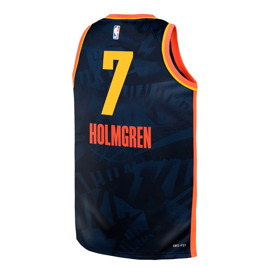 Chet Holmgren 7 Oklahoma City Thunder 2023/24 City Edition Swingma Navy NBA Jersey Youth